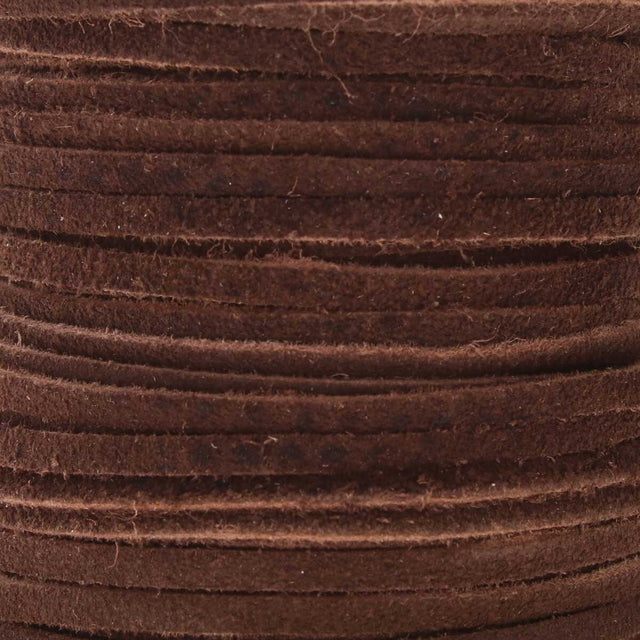 Close-up of brown textured suede lace cord with textured surface