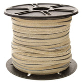 Spool of beige rope on a black plastic reel
