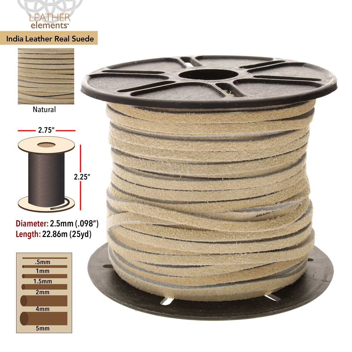 Spool of India Leather Real Suede with specifications on a white background