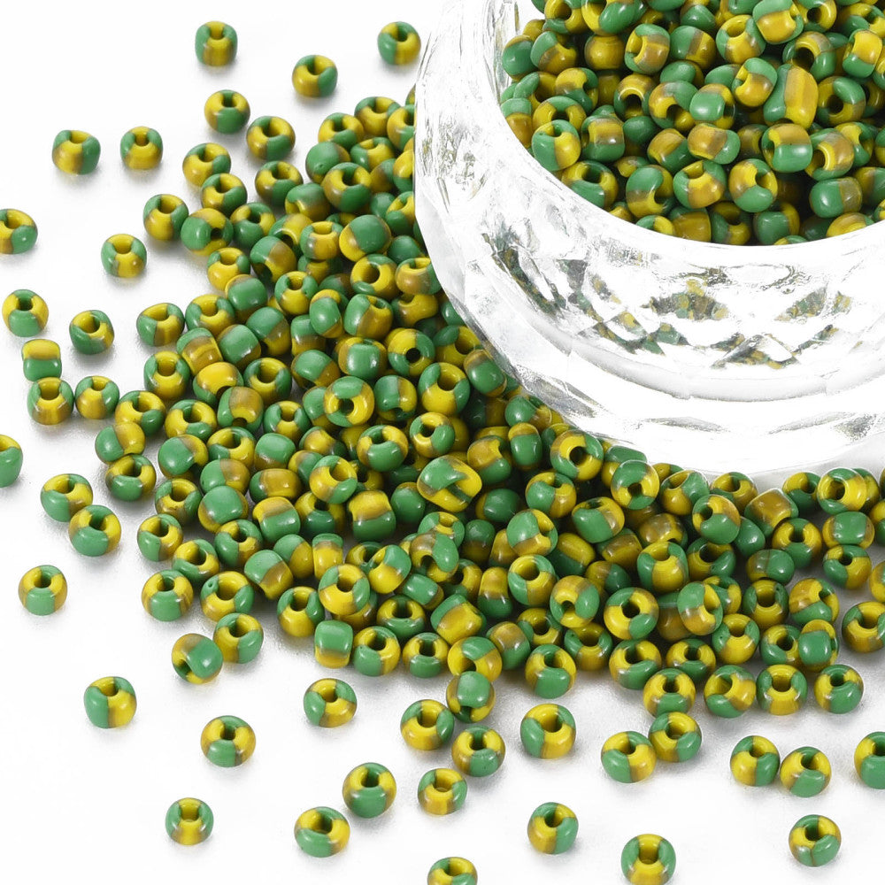 Green/Yellow Stripe - 8/0 Special Effect (25g) - Seed Beads