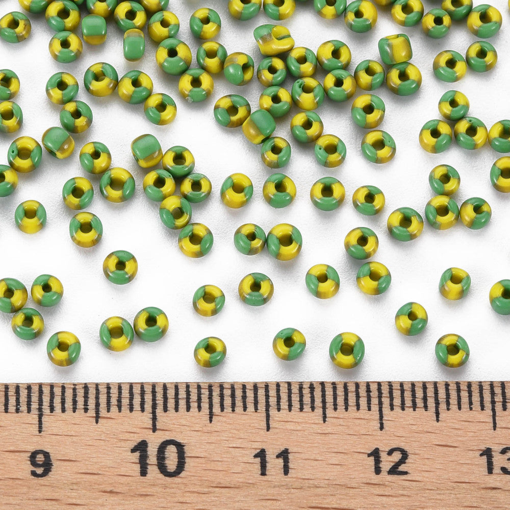 Green/Yellow Stripe - 8/0 Special Effect (25g) - Seed Beads
