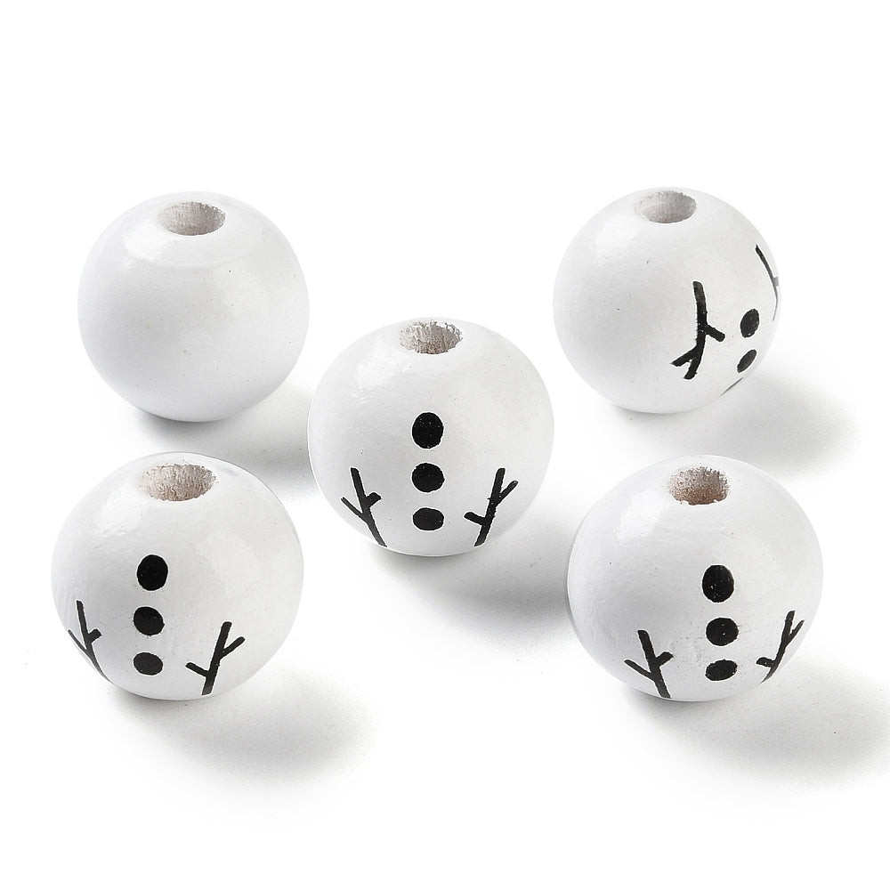 Snowman Beads (12 Sets) - Wood
