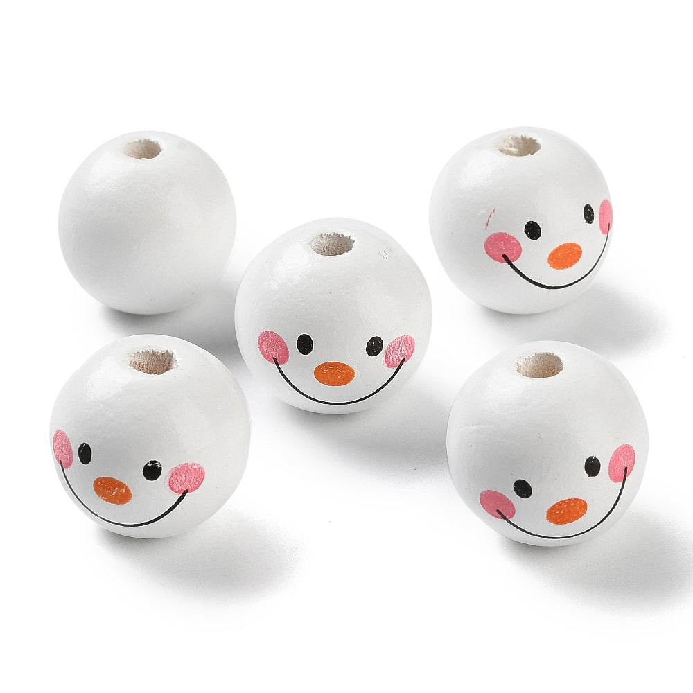 Snowman Beads (12 Sets) - Wood