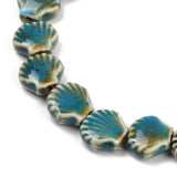 Shell Bead (2) - Teal - Porcelain - Bead Shack