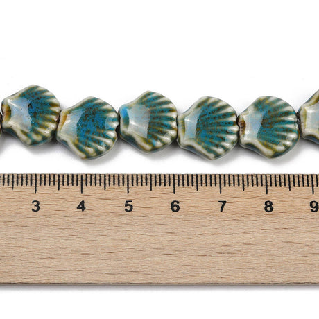 Shell Bead (2) - Teal - Porcelain - Bead Shack