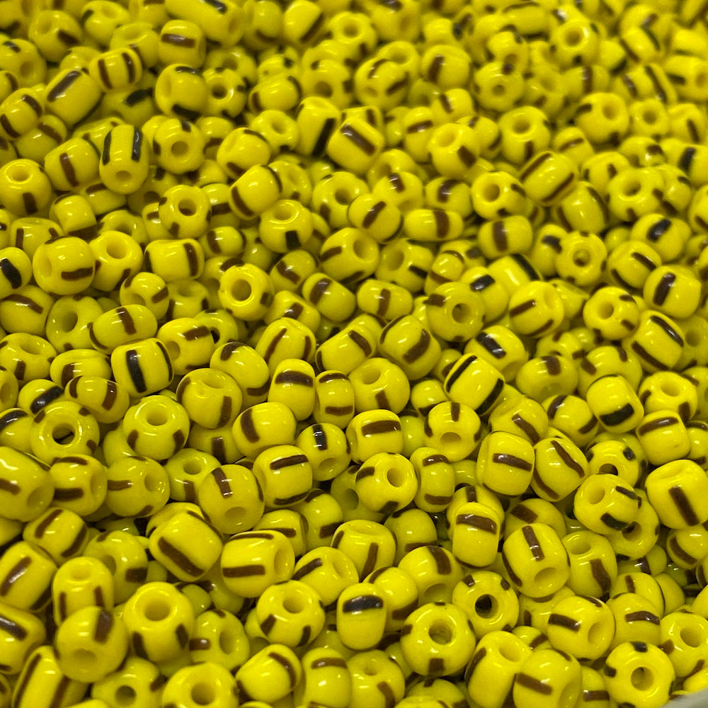 Yellow/Brown Stripe - 6/0 Special Effect (25g) - Seed Beads - Bead Shack