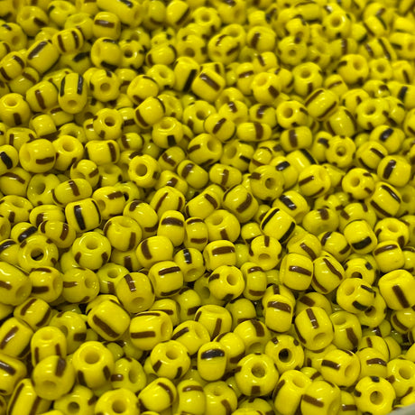 Yellow/Brown Stripe - 6/0 Special Effect (25g) - Seed Beads - Bead Shack