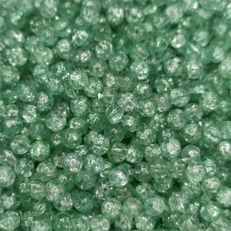 Close-up of green crackle look beads