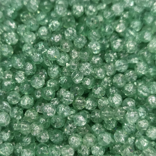 Close-up of green crackle look beads