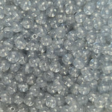 Close-up of very light blue glass beads