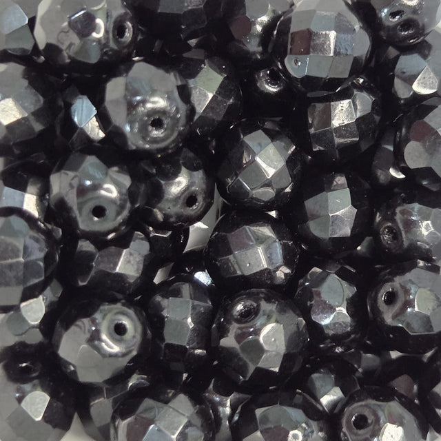 Close-up of black faceted beads