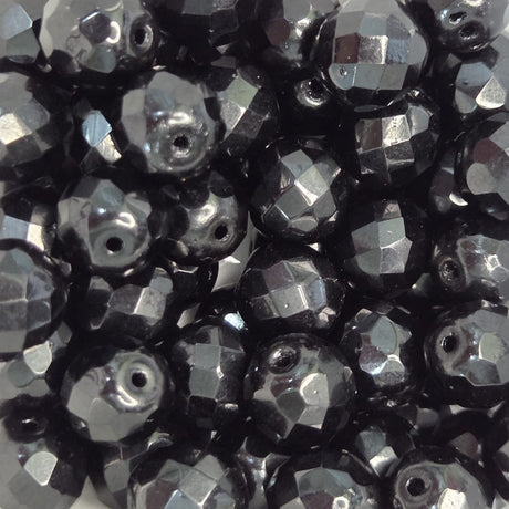 Close-up of black faceted beads