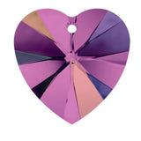 Purple Swarovski crystal heart pendant bead on a white background
