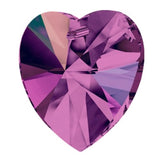 Purple Swarovski crystal heart pendant bead on a white background