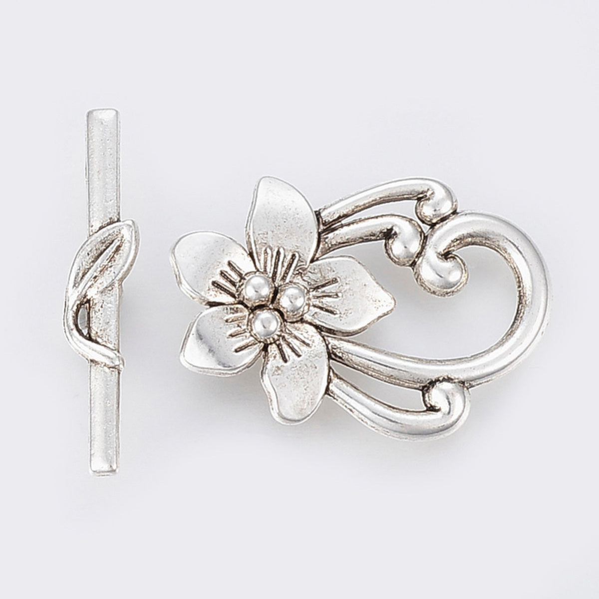 Flower Toggle (1) - Antique Silver