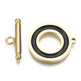 Enamel Toggle Clasp (1) - Black & 18k Gold Filled