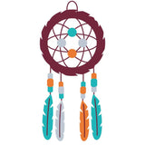 Colorful dreamcatcher with feathers on a white background