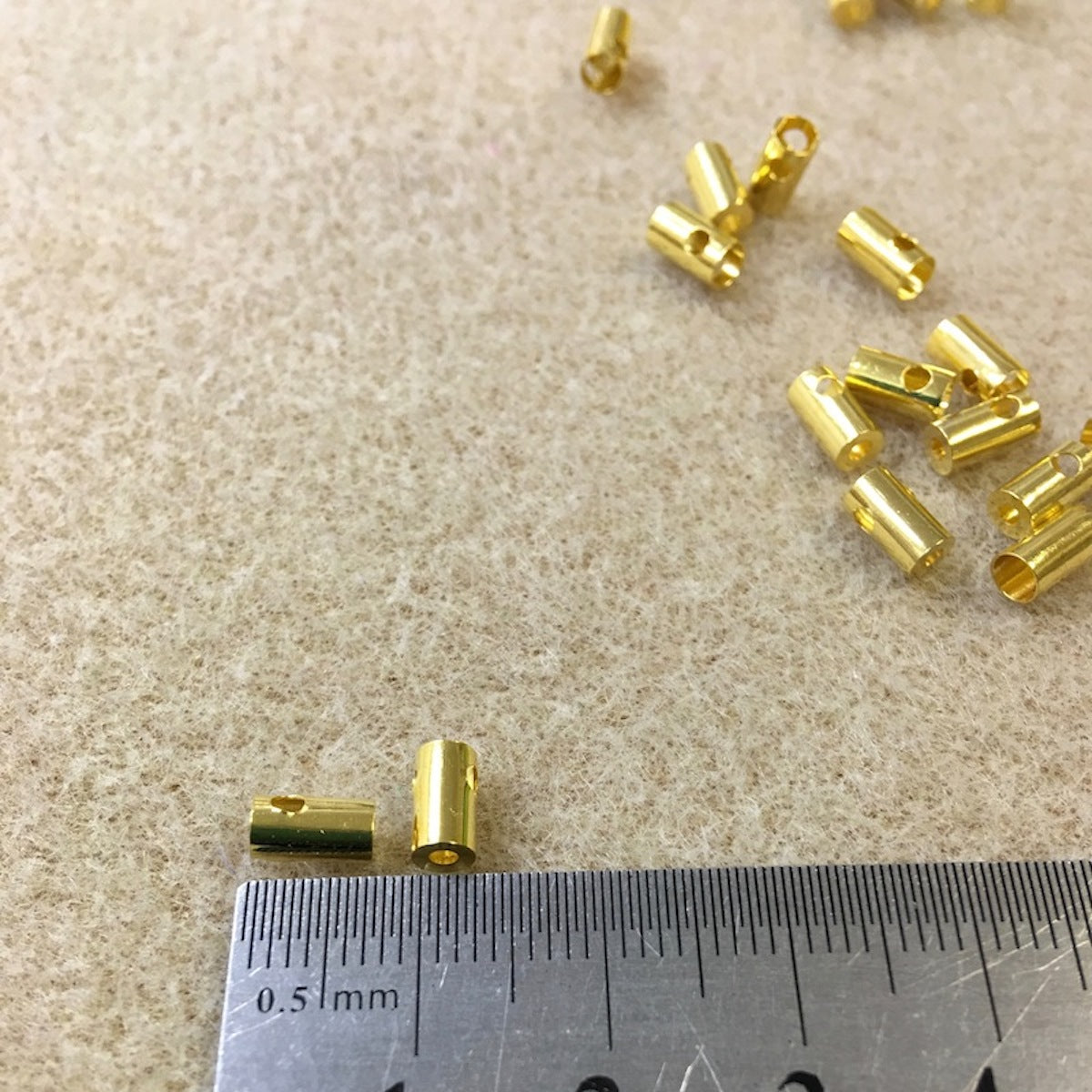 Metal Ends - DIY Cell Phone or Decoration  (50) - Gold