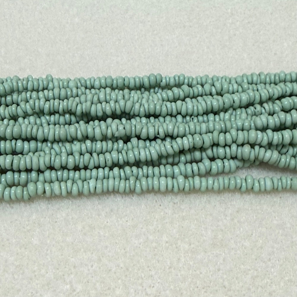 Mini Donuts - Mint - Java Glass Lampwork Beads - (1 strand)