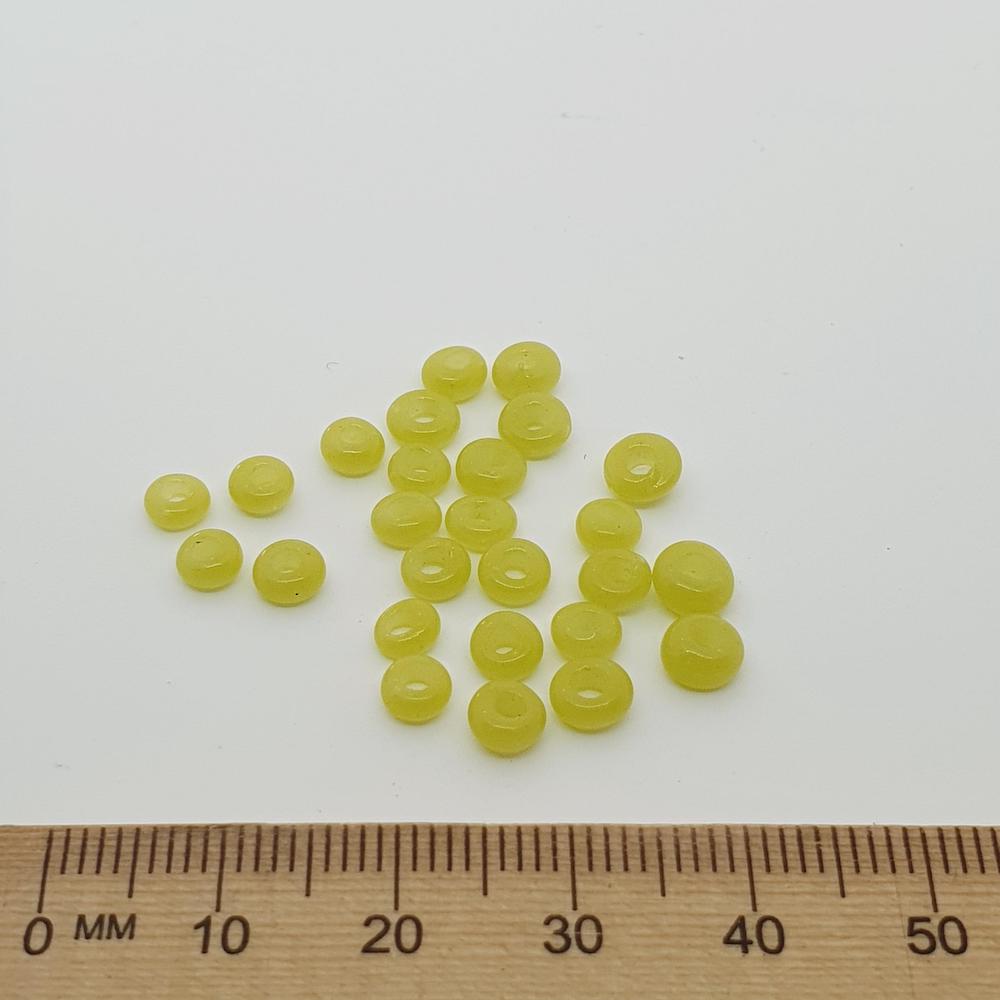 Donuts - Pine/Lime Green Opaque - Java Glass Lampwork Beads - (1 strand)
