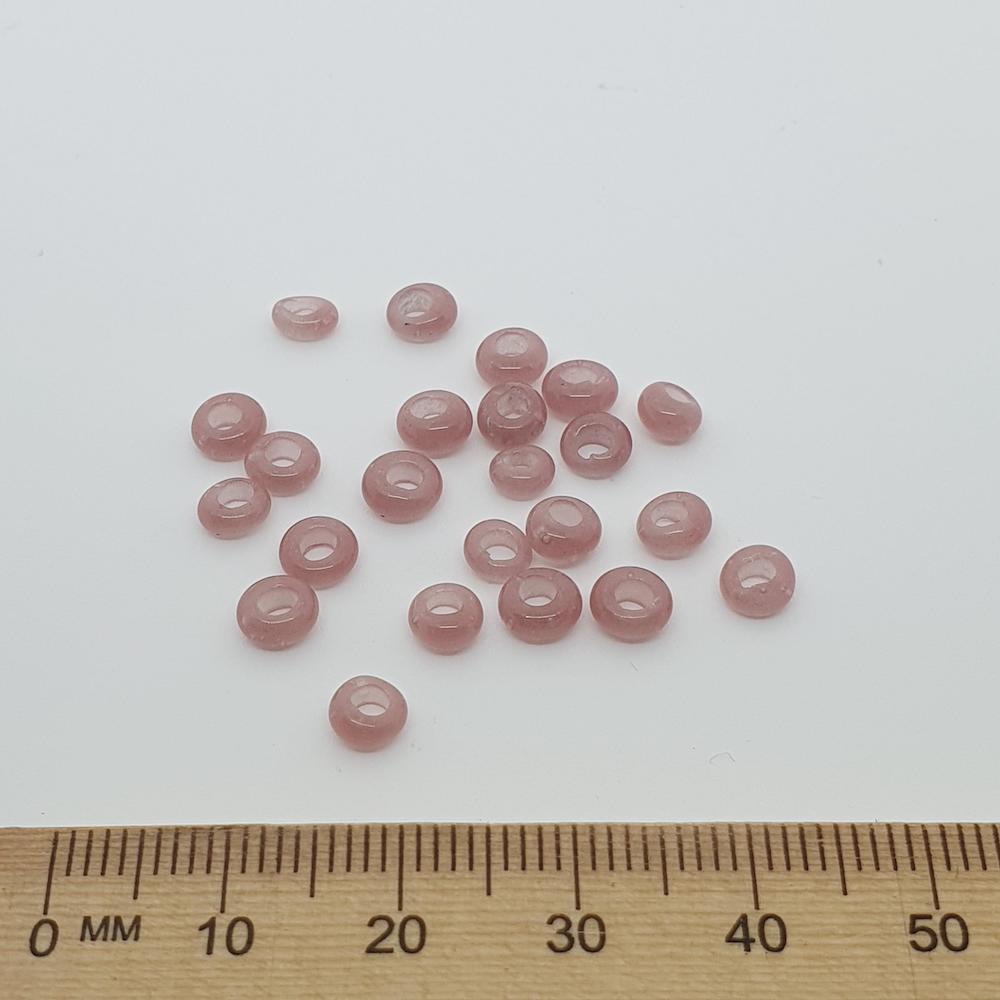 Donuts - Pink Transparent - Java Glass Lampwork Beads - (1 strand)