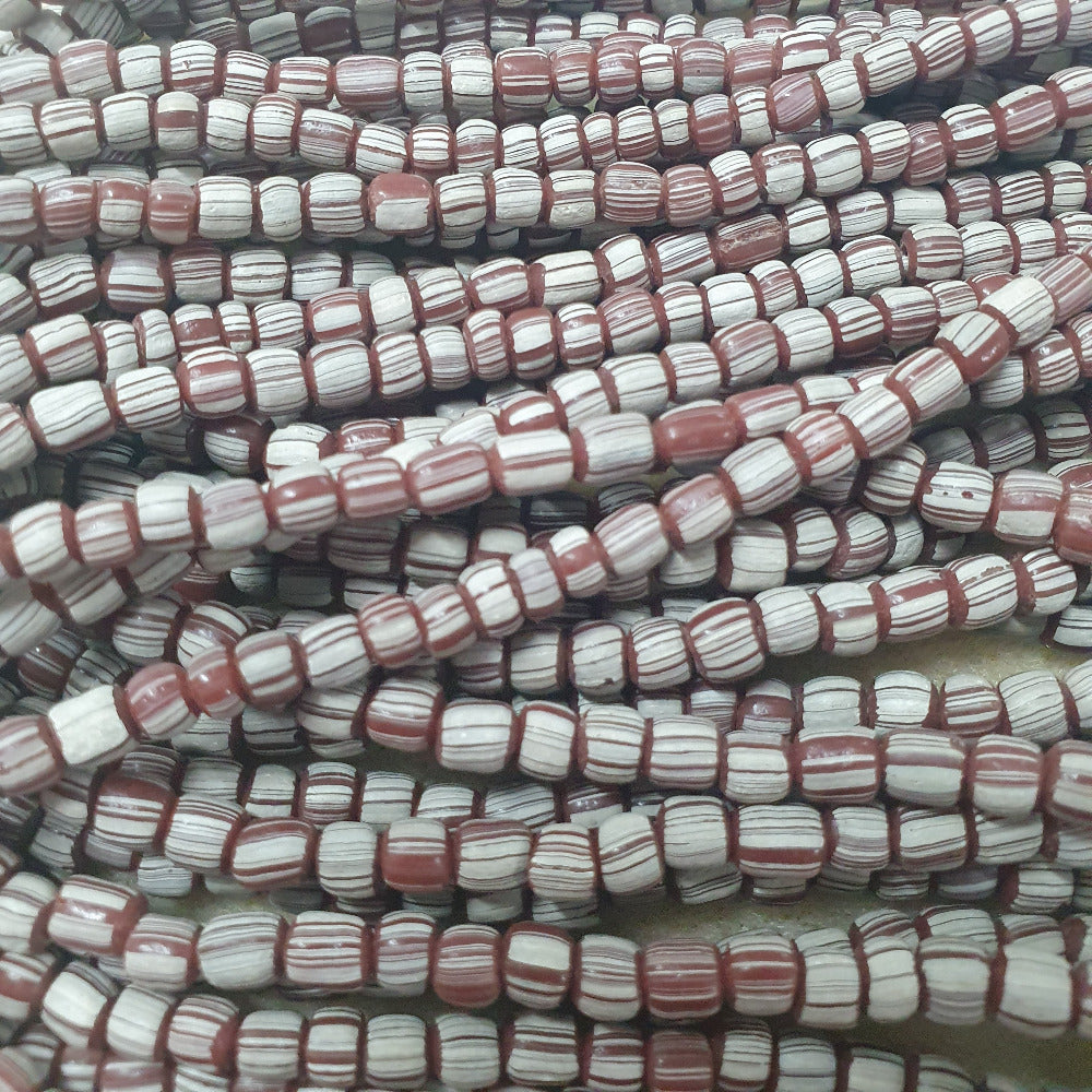 4~5mm Gooseberry - Chocolate w. White - Java Glass Beads - (1 strand)