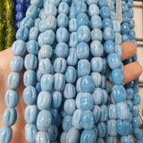 Melons - Sky Blue - Java Glass Lampwork Beads - (1 strand)