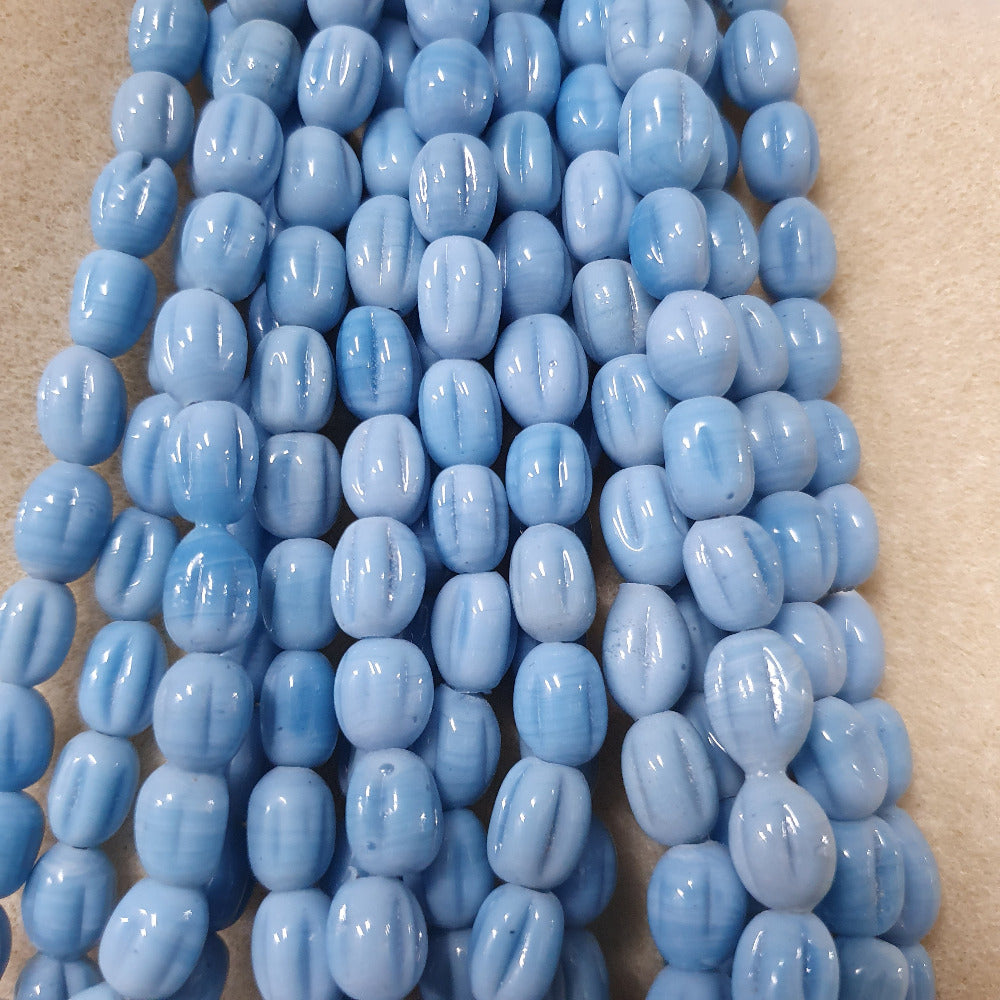 Melons - Sky Blue - Java Glass Lampwork Beads - (1 strand)