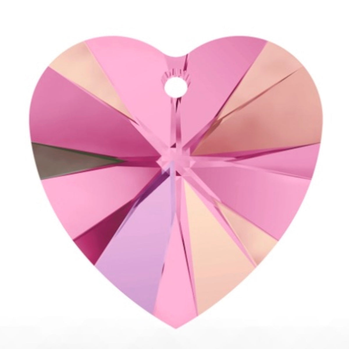 pink crystal Swarovski heart bead on a white background