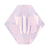 Crystal-like pink bead with a geometric shape on a white background