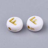 Alphabet Letter Beads (White/Gold) - F