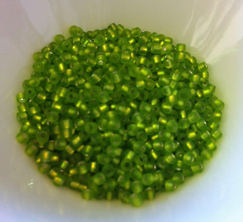 12/0 (#48ma) Lime Green Silverlined Matte - 24g Tube **