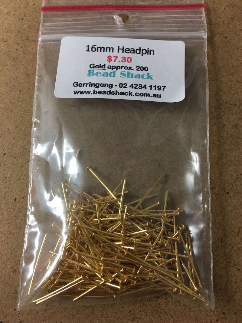 16mm Headpin (200) - Gold