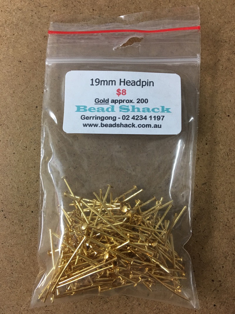 19mm Headpin - Gold - Bead Shack
