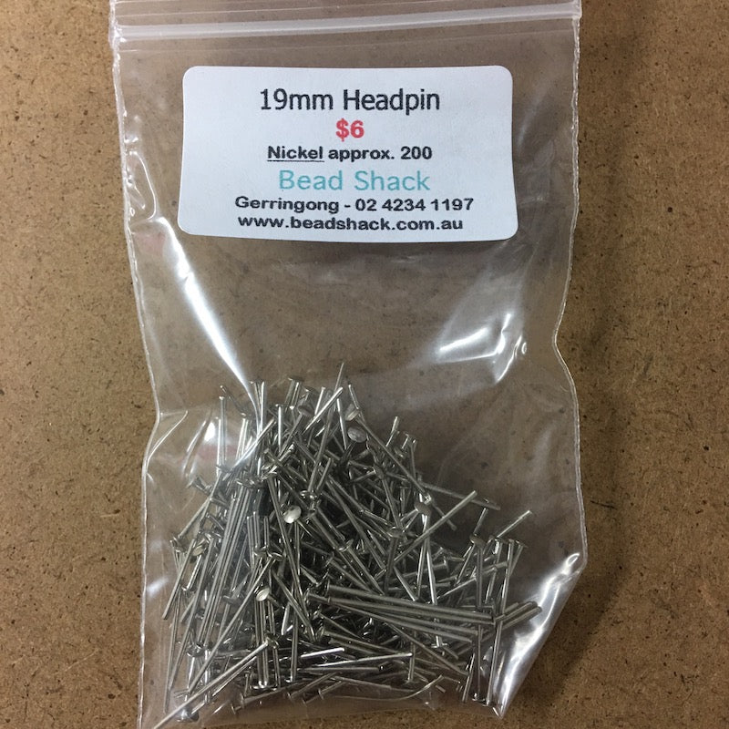 19mm Headpin - Nickel - Bead Shack