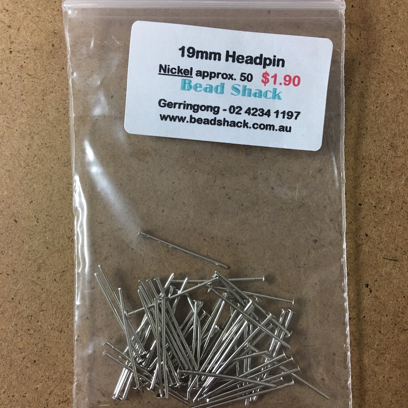 19mm Headpin - Nickel - Bead Shack