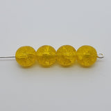 8mm Round (10) - Yellow Crackle - Vintage Czech Glass Beads