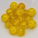 8mm Round (10) - Yellow Crackle - Vintage Czech Glass Beads