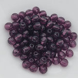 4mm Round (100) - Dark Amethyst Transparent - Vintage Czech Glass Beads