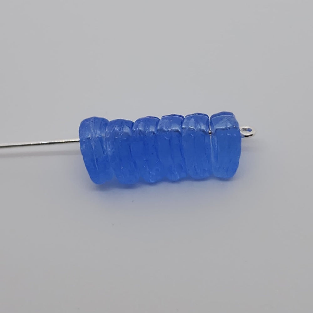 8x8mm Heart Leaf (25) - Blue Transparent - Vintage Czech Glass Beads