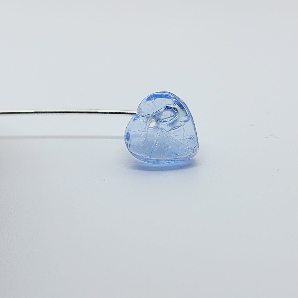 8x8mm Heart Leaf (25) - Blue Transparent - Vintage Czech Glass Beads