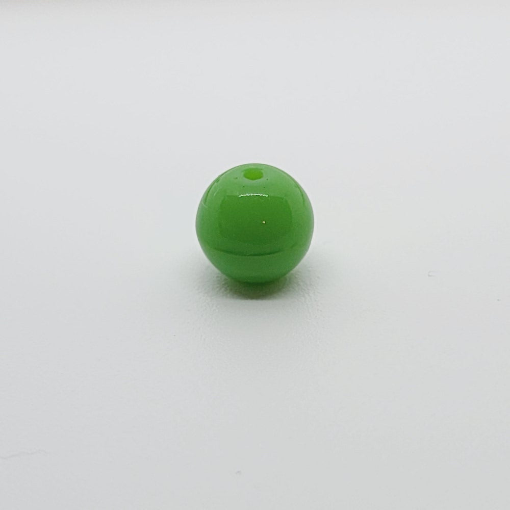 8mm Round Czech Glass Beads (25) - Apple Green Opaque - Bead Shack