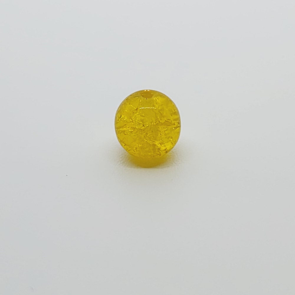 8mm Round (10) - Yellow Crackle - Vintage Czech Glass Beads