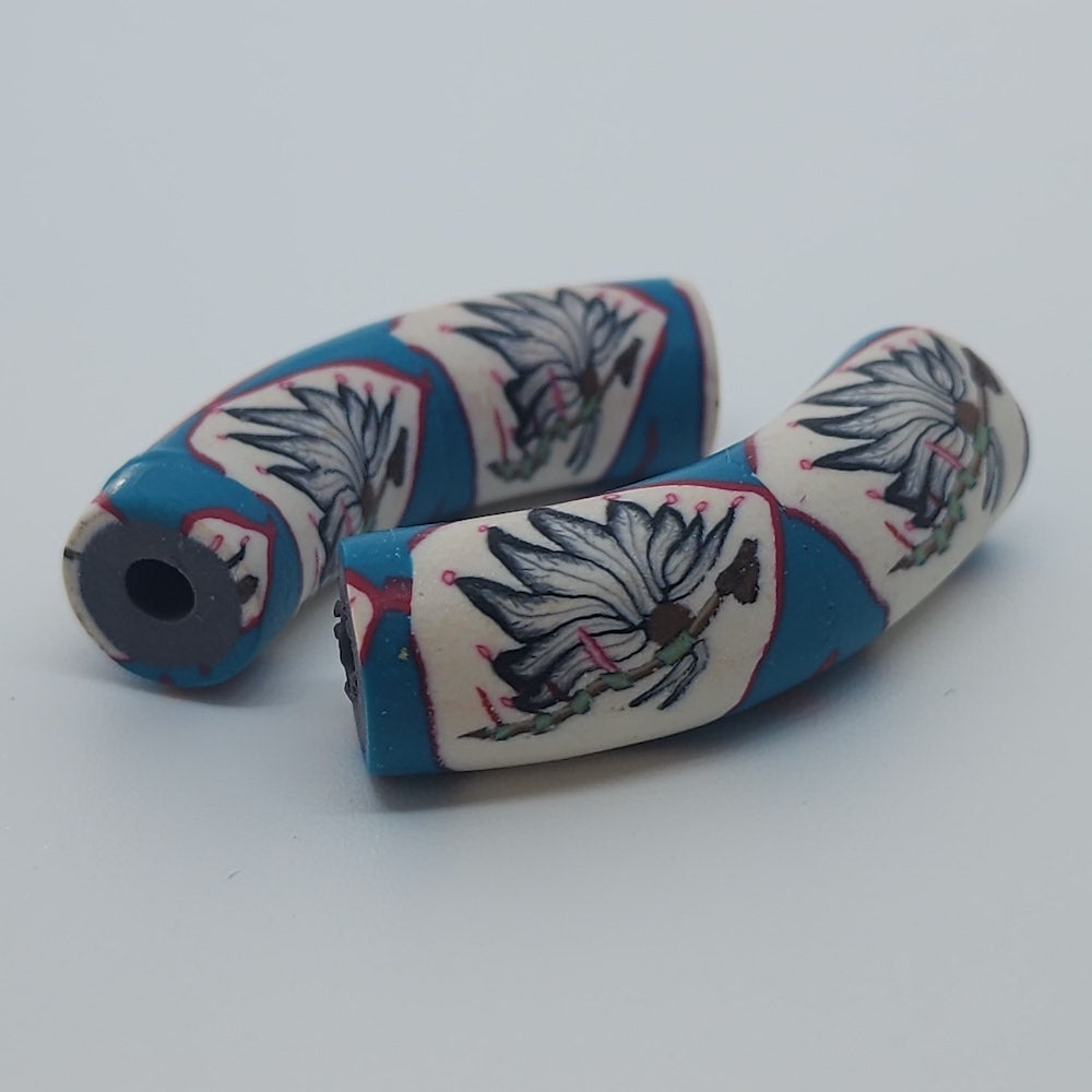 36x10mm Elbow Fimo Beads (10) - Peace Pipe