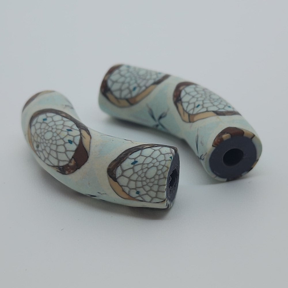 36x10mm Elbow Fimo Beads (10) - Dream Catcher Web
