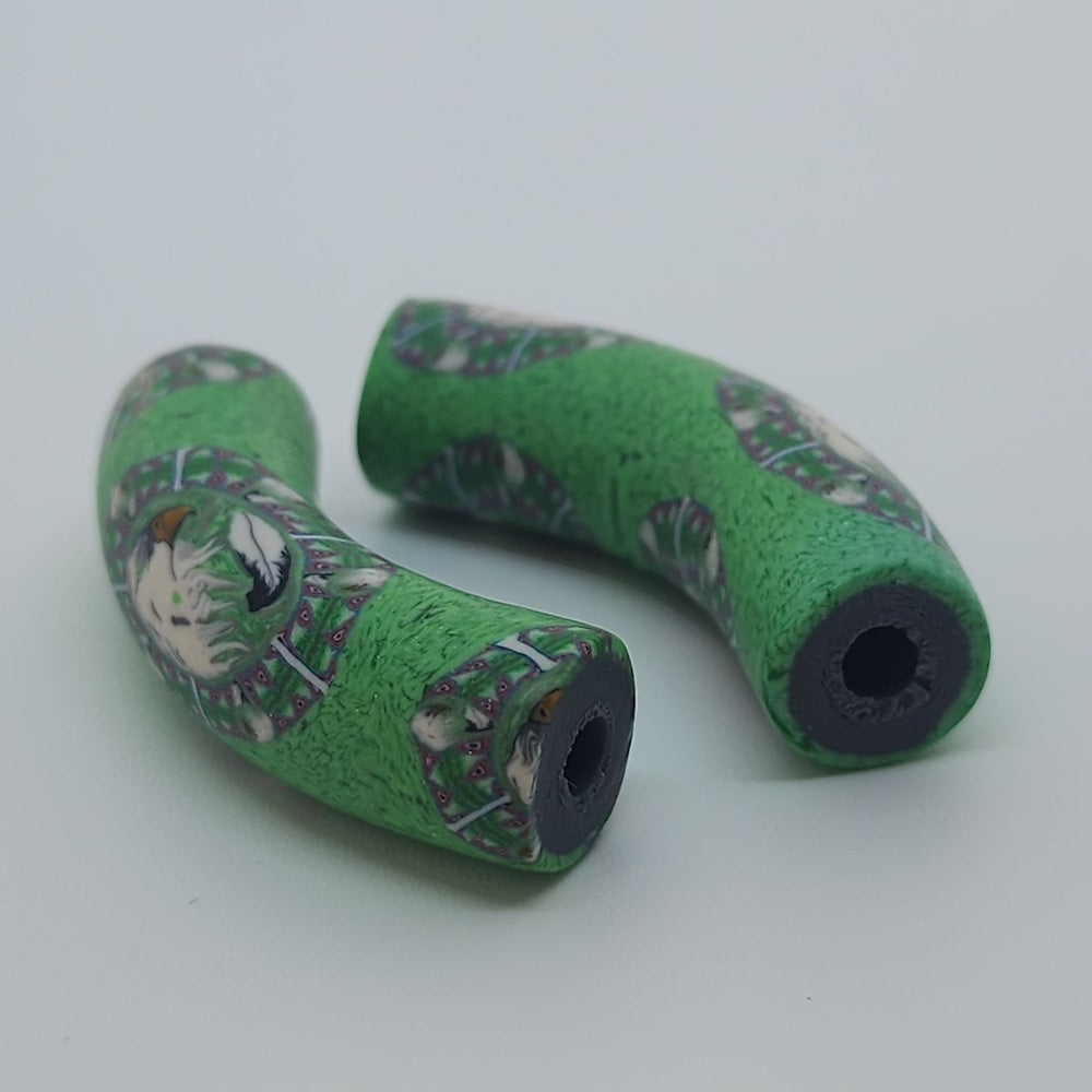 36x10mm Elbow Fimo Beads (10) - Eagle w. Feather