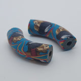 36x10mm Elbow Fimo Beads (10) - Indian Face w. Feathers