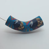 36x10mm Elbow Fimo Beads (10) - Indian Face w. Feathers