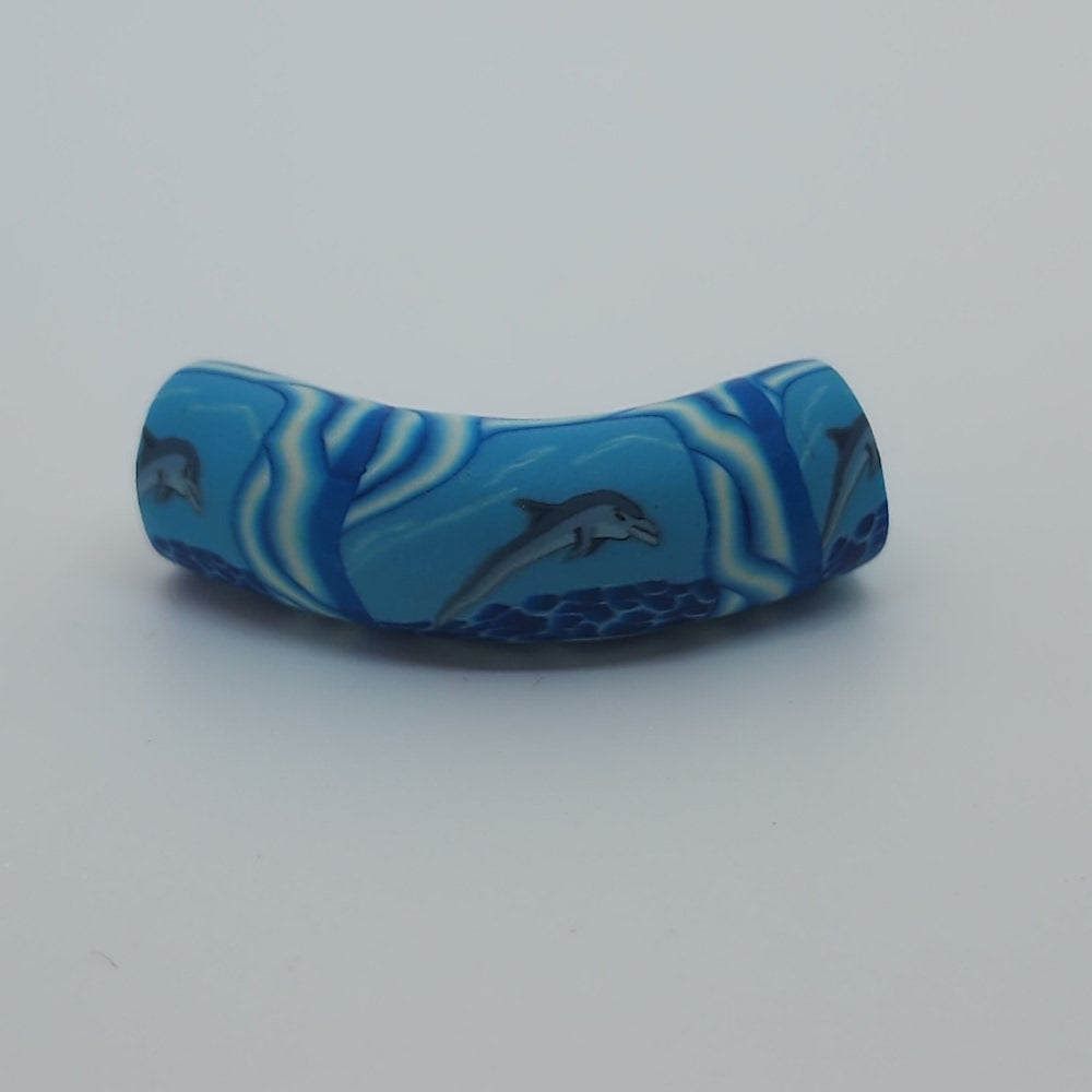 36x10mm Elbow Fimo Beads (10) - Dolphin Diving