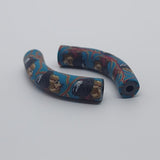 35x7mm Elbow Fimo Beads (10) - Indian Face w. Feathers